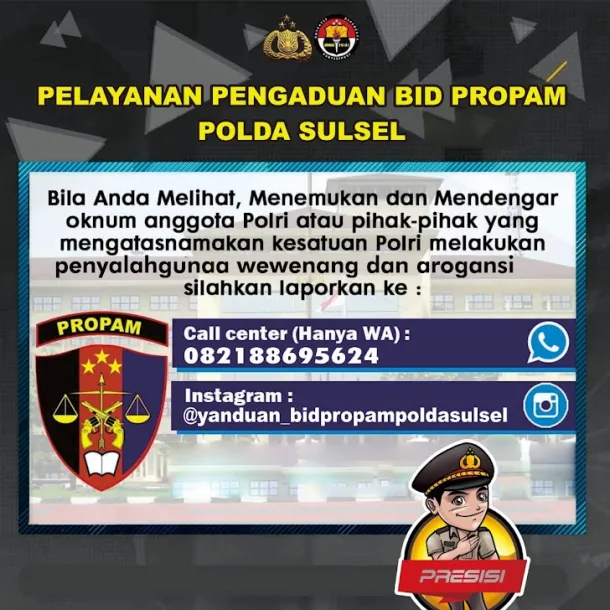Pengaduan BID PROPAM Polda Sulsel