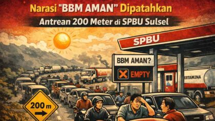 Narasi BBM AMAN Dipatahkan Antrean 200 Meter di SPBU Sulsel