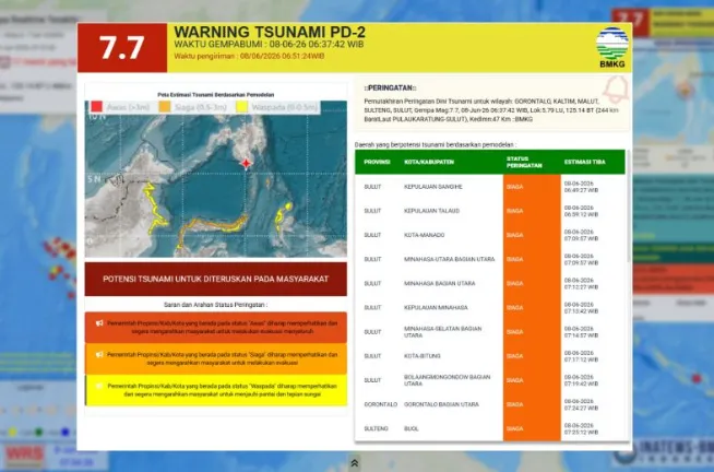 Daftar Wilayah Sulawesi Utara Berstatus Siaga dan Waspada Tsunami Menurut BMKG