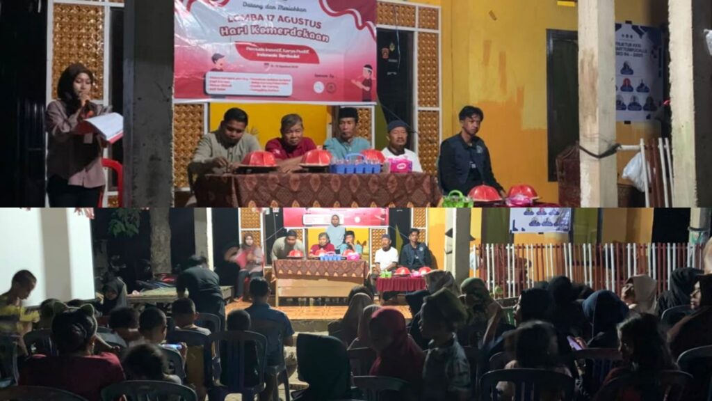 Suasana malam penutupan rangkaian lomba HUT RI ke-81 di Kelurahan Mattompodalle.